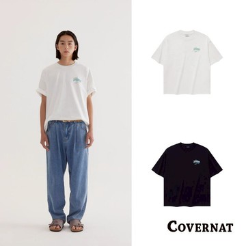 [COVERNAT]25SS 圓領短袖大學t 情侶款 休閒t 夏季寬鬆運動t T恤（多色任選）