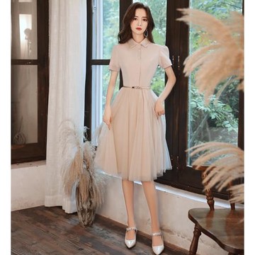 香檳色晚禮服女小眾輕奢宴會氣質顯瘦日常可穿聚會小個子2025新款