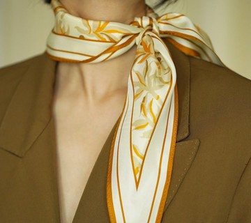 【波點百合】法式復古/菱形真絲絲巾禮物