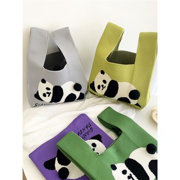 復古撞色ins小拎包女針織毛線背心包大容量便攜手提托特包遛彎包