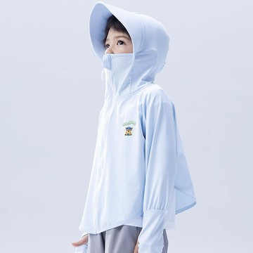 人氣卡通 - 卡通汪汪隊圓弧下擺連帽防曬外套-卡通人物阿奇-藍色