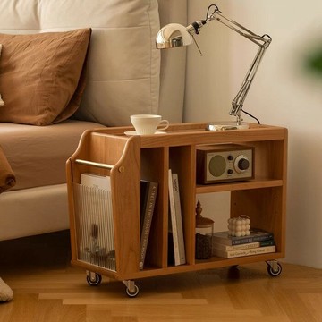 【台灣公司貨 免運 可開票】床頭櫃 收納櫃 邊櫃 復古實木巴揚推車小戶型邊幾北歐中古茶幾可移動收納置物沙發邊櫃