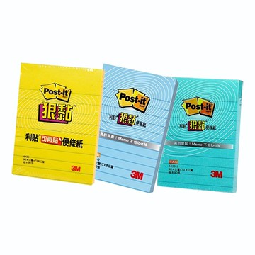 3M 思高牌 Post-it 利貼 狠黏 643S 可再貼橫格便條紙 90張 98.4×73.8mm
