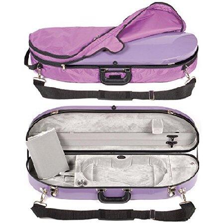 Bobelock 1047FV Purple Fiberglass Violin Case with Silver Velvet Interior and Protective Bag