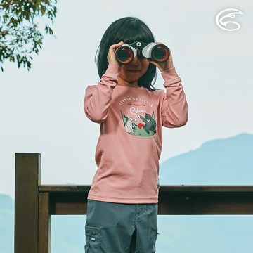 ADISI 童智能纖維超輕速乾長袖圓領圖騰上衣AL2221016 (120-150) 夕陽玫瑰粉｜排汗快乾 單向導濕 輕量 彈性 機能 休閒