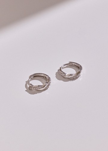 麻花交錯・純銀耳環