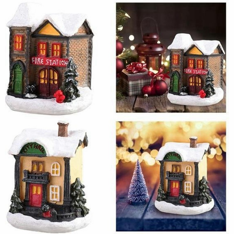 2ピースレクリスマスシーンスノーハウスledビレッジセットホームデスクトップデコレーションギフト 通販 Lineポイント最大0 5 Get Lineショッピング