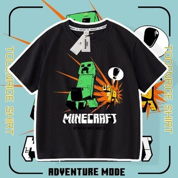 台灣出貨 麥塊衣服 麥塊童裝 Minecraft衣服 我的世界短袖 苦力怕短袖T恤 男童百搭衣服夏裝 純棉T恤 短袖上衣