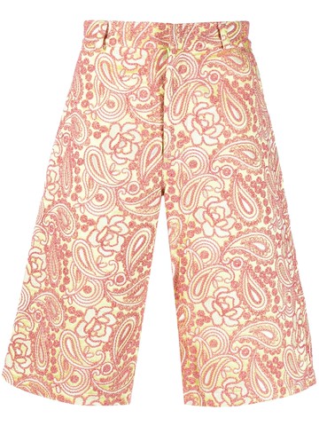 BLUEMARBLE - floral-embroidery knee-length shorts - men - Polyester - L - Green