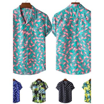 Printed Short Sleeve Casual Men's Shirt印花短袖休閑男士襯衫
