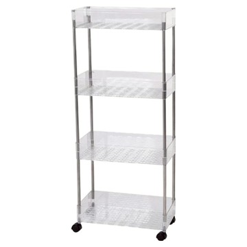 Life+ 現代簡約多功能多層透明收納推車/化妝品收納架/置物架 18cm  透明色  4層