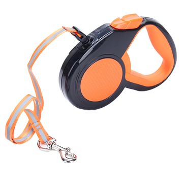 DIIL 反光自動牽引繩 適用於10公斤以下寵物  橙色  S  1個