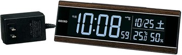 SEIKO【日本代購】精工 鬧鐘 溫濕度AC型 電波 彩色液晶系列 C3棕色木紋-DL306B