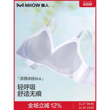 貓人內衣女薄款防下垂收副乳小胸聚攏顯大美背文胸無痕胸罩無鋼圈