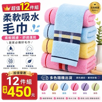 毛巾快速出貨 12件組優惠 純棉吸水洗臉毛巾吸水毛巾 柔軟毛巾 棉質毛巾 手巾 清潔巾