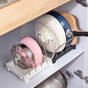 可調節鍋蓋架免打孔帶接水臺面置物架收納架廚房坐式放鍋鍋具