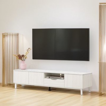 文創集 瑪琳6尺雙色三門單抽電視櫃-180x40x46cm免組