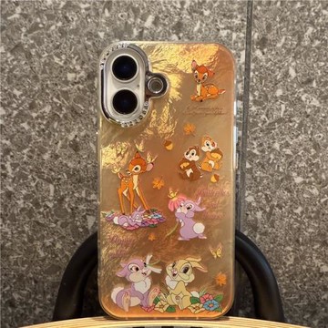 小眾復古情懷卡通小兔小鹿斑比適用iPhone16pro max手機殼蘋果15pro全包軟邊硬殼13貝殼紋12防摔保護套14殼