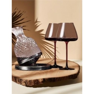 輕奢旋轉搖搖醒酒器紅酒醒酒器套裝不倒翁家用水晶玻璃葡萄高腳杯