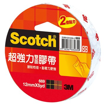 3M ６６９超強力雙面膠帶１２ＭＭＸ５Ｙ