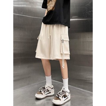 工裝短褲男夏季薄款褲子美式潮牌寬松運動褲冰絲休閑褲直筒5分褲