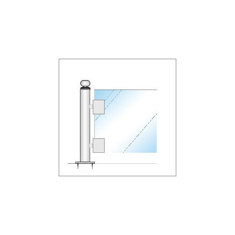 ガラススクリーンポール（ブースバー） Sタイプ 角二方 32mm x L300mm