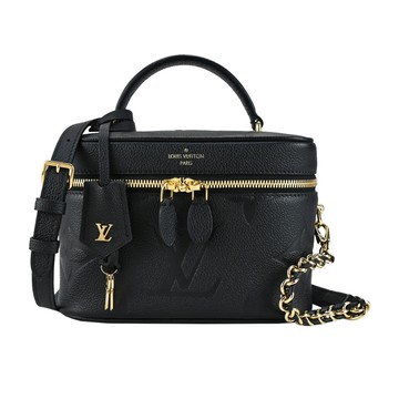Louis Vuitton  經典VANITY 系列Reverse帆布皮革飾邊鏈帶手提/斜背包(黑)