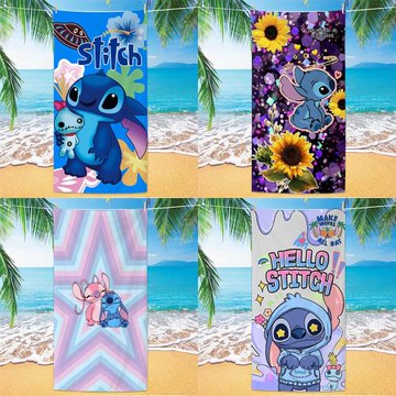 美式卡通動漫史迪奇印花沙灘巾兒童超細纖維速干浴巾加厚沙灘浴毯