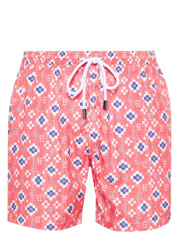Barba - geometric-print swim shorts - men - Polyester/Polyester - XXL - Red
