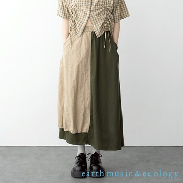 earth music&ecology 異素材拼接設計長裙(0S000002700)