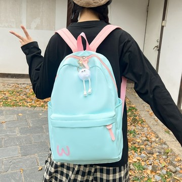 免運💯小衆清新撞色雙肩包 女生高顔值ins學院風背包初中生高中學生書包時尚休閒後背包 護脊防潑水大口袋雙肩背包 NRAZ