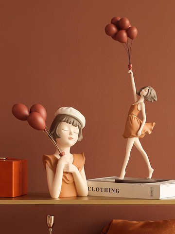 氣球女孩玄關鑰匙收納客廳電視柜擺件酒柜家居房間裝飾品生日禮物