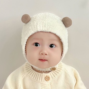 Mini baby🌷嬰兒帽子秋冬款超萌寶寶包頭帽新生兒可愛護耳帽冬天保暖毛絨帽潮