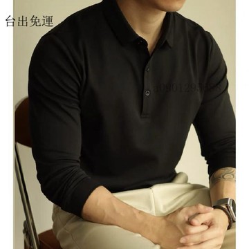 免運✨長袖polo衫 純棉長袖 春秋款上衣 t恤 袖子polo衫t恤打底翻領休閒百搭純色修身冬秋季輕熟男123