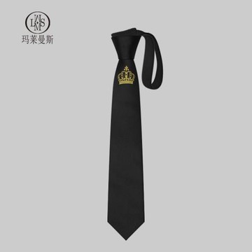 黑色領帶襯衫男潮學院女裝飾休閑時尚皇冠刺繡圖案小眾設計感手打