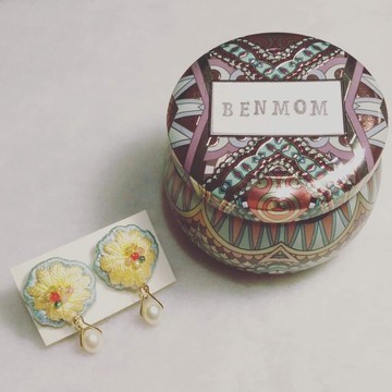 朝露珍珠刺繡耳環