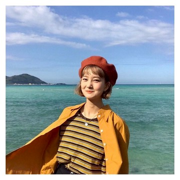 磚紅色羊毛貝雷帽百搭復古經典款焦糖色南瓜帽秋冬新款畫家帽1入