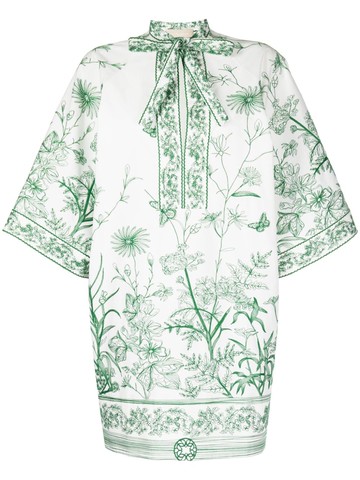 Elie Saab - embroidered half-sleeves dress - women - Polyester/Cotton/Cotton/Lycra - 40 - White