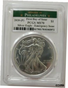 アンティークコイン コイン 金貨 銀貨 2020- American Silver Eagle FDOI PCGS MS70 Emergency Issue Philadelphia