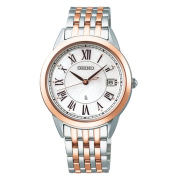【SEIKO】精工 LUKIA 優雅真鑽珍珠面盤 太陽能女錶 SUT394J1 @V147-0CR0K 玫瑰金 33.9mm