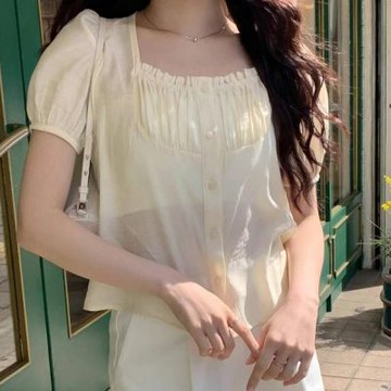 正韓襯衫 瓦內短袖襯衫SOE1018-創翊韓都