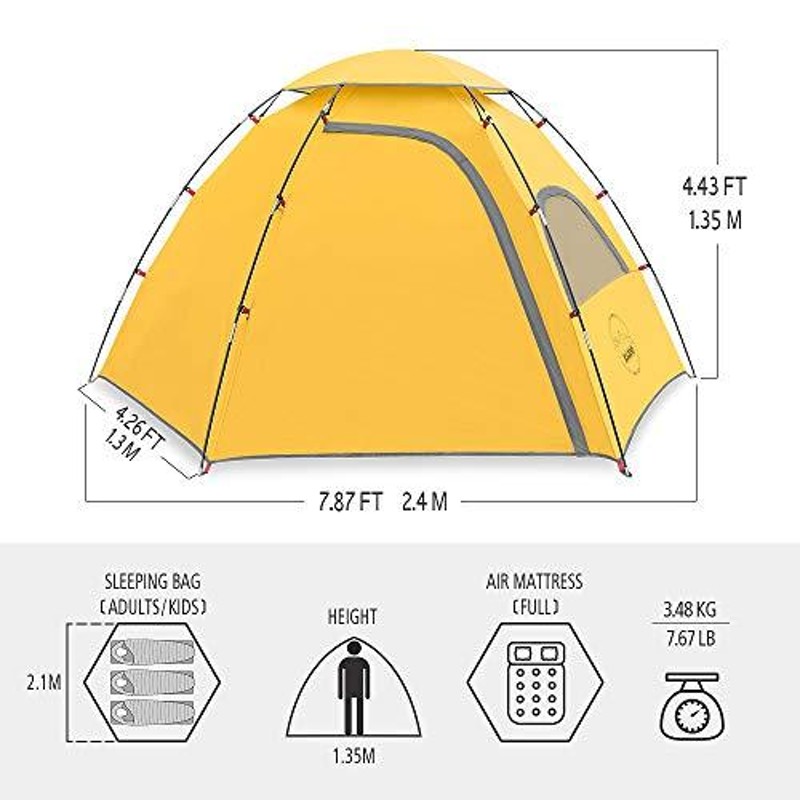 KAZOO テント ツーリングドーム 軽量 防水 キャンプテント 簡単設置