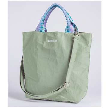 韓國 Miyansol 皺皺兩用迷你托特包 開心果綠