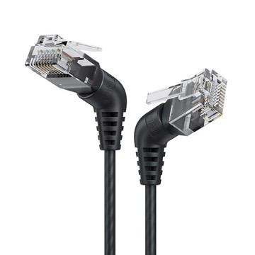 易控王 1M CAT6 360度旋轉網路細線 UTP 32AWG 雙彎頭 方便布線(30-669-03)