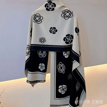 迴購8成💯 2025披肩外搭氣質山茶花圍巾披肩女新款秋冬季高檔高級感圍脖雙麵 EUVA