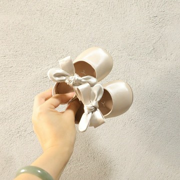 崔丫丫蝴蝶結嬰兒學步鞋軟底防滑綠色緞面公主鞋女童皮鞋寶寶單鞋鑫弘-萌寶童裝可開發票
