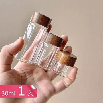 【荷生活】木紋蓋10至65ml迷你玻璃密封瓶 金豆首飾珠子小物收納罐-30ml-1入組