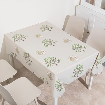 復古風開運招財樹桌巾 適合圓桌、方桌  140 x 180cm  杏色  1個