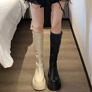 🚛臺灣出貨💨賈不瑕靴子女款2025新款長筒靴秋季厚底美拉德高筒靴黑色中筒長靴