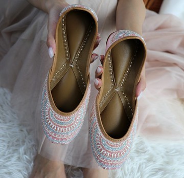 【新版彩虹】印度風情/細膩刺繡珠飾/手工平底鞋